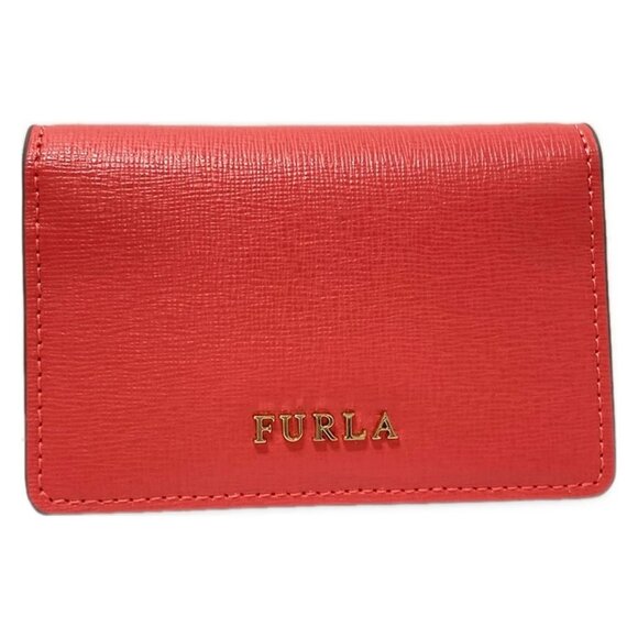 Auth FURLA - Red Leather Business Card Holder - Picture 1 of 6